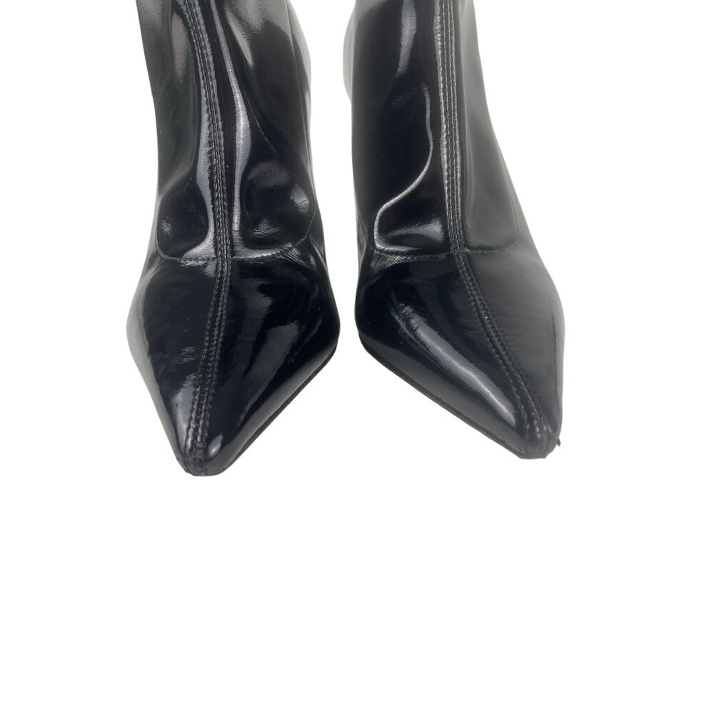 Schutz Women's 6.5B Charleni Brunny Patent Leather Stilletto Sock Bootie Black - Picture 4 of 14